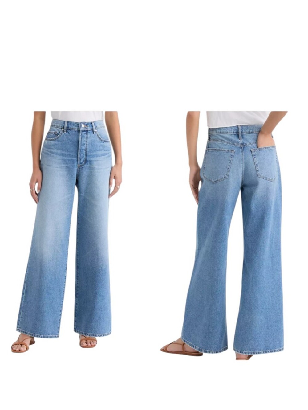 NWT Rivete By LOFT Relaxed Wide Leg Jean Light To Medium Ombre Blue 26